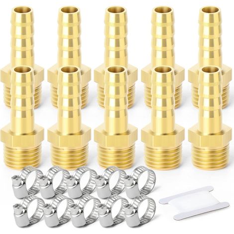 10 pièces 6mm OD Barb à 1/4 "mâle BSP connecteurs, raccords de Compression de tuyau en laiton (1/5)