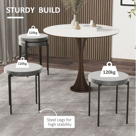 Set de 4 taburetes de cocina apilables de metal gris oscuro, asiento acolchado efecto terciopelo, 41,5 x 41,5 x 46 cm (1/5)