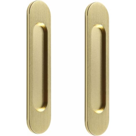 Tirador ovalado autoadhesivo para puertas correderas – Fácil instalación sin taladros – Para puertas de granero, ventanas y armarios – 18 cm, color oro cepillado