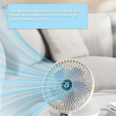 Ventilateur De Table - Pliable - Batterie 1200mAh - Fixation Murale Sans Perçage - USB-C - Blanc (1/5)
