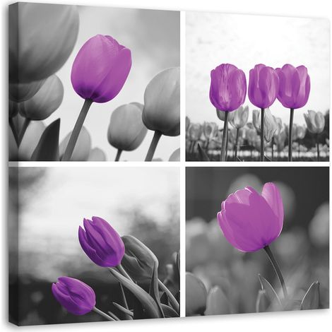 Tableau sur toile Tulipes Lilas Set 30x30 (1/5)