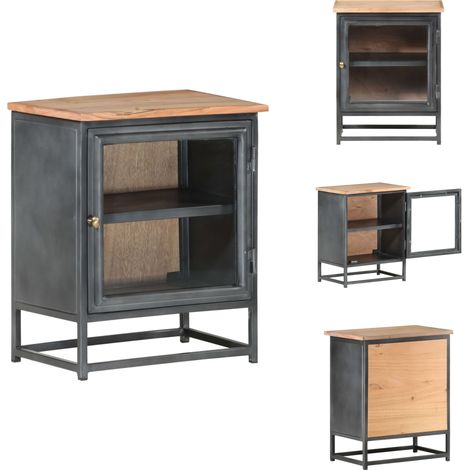 Nachttisch Grau 40x30x50 cm Massivholz Akazie - Holznachtt Tisch - Nachtisch Grau - Akasie - Wohnzimmerschrank - Schlafzimmermöbel (1/5)
