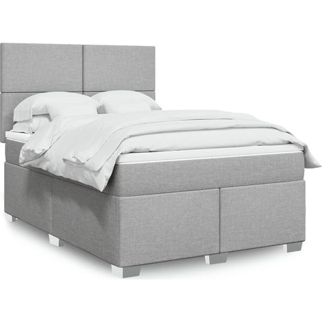 Boxspringbett mit Matratze Hellgrau 160x200 cm Stoff