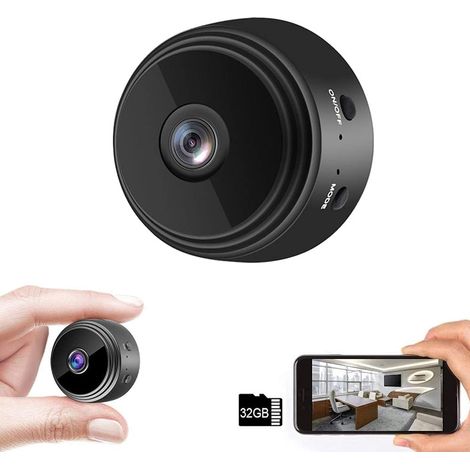 Caméra WiFi Mini Caméra A9 Caméra de sécurité Surveillance sans fil HD 1080P Vision nocturne pour voiture Maison Bureau Noir