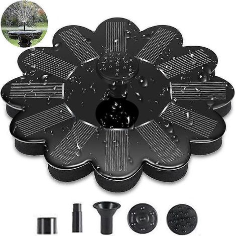 Pompe solaire pour fontaine, panneau solaire 1,4 W avec 4 jets différents, pompe submersible pour irrigation extérieure (abreuvoir à oiseaux, bassin). (1/5)