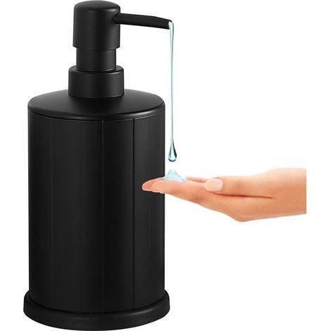 Distributeur de savon noir 500 ml en métal inoxydable anti-rouille, pompe ergonomique facile à presser pour salle de bain et cuisine (1/4)