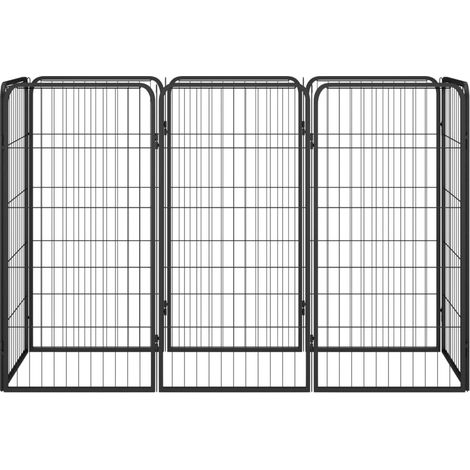 vidaXL Box Cani 8 Pannelli Nero 50x100 cm Acciaio Verniciato