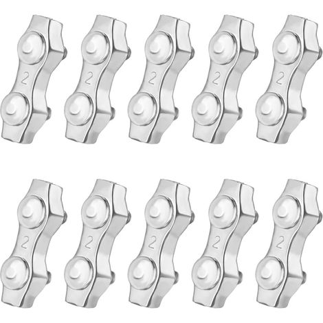 10 pièces M2 Serre-câble en Acier Inoxydable Pince Duplex 2mm connecteur de Corde Serre-câble pour tendeur de Corde à Linge auvent Fixe (1/5)