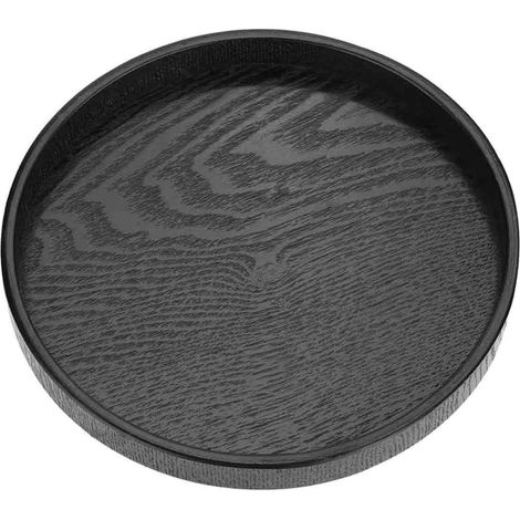 Plateau En Bois Massif - Pour Service Thé Et Café - Avec Emplacements Tasses Et Bol Céramique - Diamètre 30 Cm (1/5)