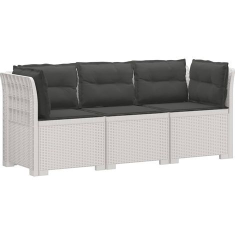 Maison Exclusive - 3-Sitzer Garten Sofa mit Kissen Rattan-Look PP (1/5)