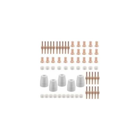 65-teiliges Zubehör für PT31-Plasmaschneidmaschinen (Schnittlängen: 30, 40, 50 mm), inklusive Verbrauchsmaterialien, Elektrodenkopf und Düse. (1/5)