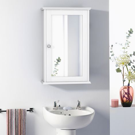 Armoire de Salle de Bain Murale avec Miroir, 2 Niveaux Étagères Réglables, Blanc CW23315 (1/3)