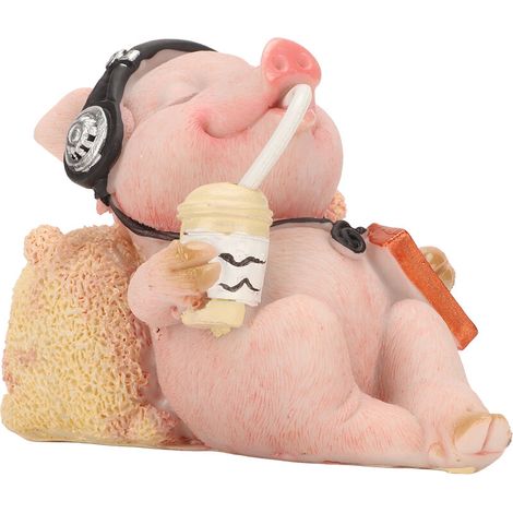 Resin pig statue, fun and casual mini musical figurine, for tabletop shelf decoration (1/4)