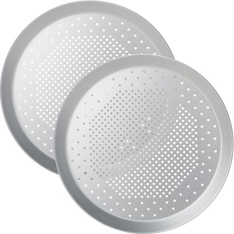 Lot de 2 Plaques à pizza, Alliage d'aluminium, Perforées, Résistantes four, Ø 29,5 cm, Cuisson maison (1/5)