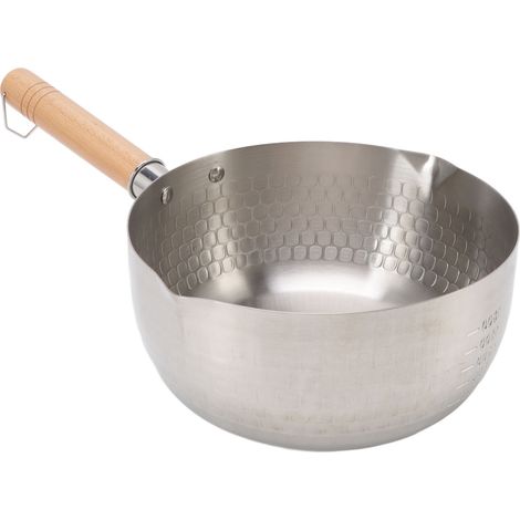Casserole en acier inoxydable 20cm antiadhésive, casserole japonaise pour nouilles, lait, poulet frit, légumes, soupe, ustensiles de cuisine avec manche en bois (1/5)