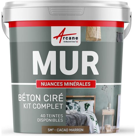 béton ciré, mur, couleur, enduit décoratif, enkit, gris, blanc, beige - 5 m² - Satinée Cacao Marron - ARCANE INDUSTRIES (1/5)