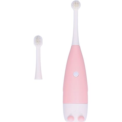 Brosse à dents électrique sonique pour tout-petits, brosse à dents de nettoyage en plastique pour enfants, brosse à dents à piles, rose-AquaForge