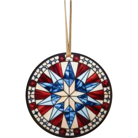 Plaque Accrochée - Drapeau Américain Ronde - Décoration Murale Intérieure Extérieure - Pour Fête Nationale États-Unis - 1 Pièce (1/5)