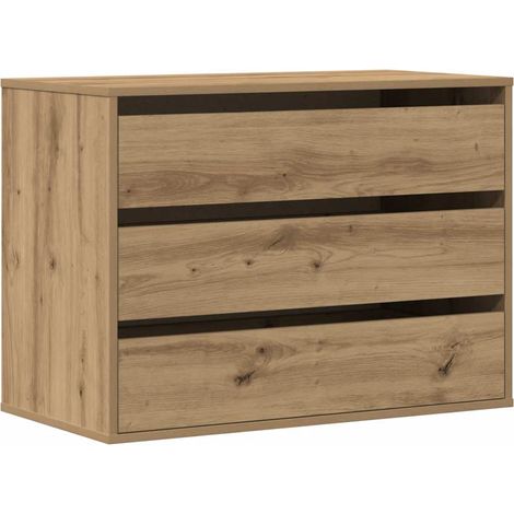Commode d'angle chêne artisanal 80x41x58 cm bois d'ingénierie CFW674448 (1/5)