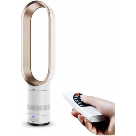 Extrem leiser, 40 cm hoher, goldfarbener Turmventilator ohne Rotorblätter, kindersicher, geeignet für Zuhause und Büro.