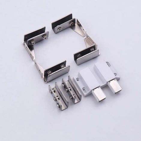 (Style 5) 2 charnières en alliage de zinc pour porte en verre, fixation sans cadre, fermeture automatique, sans perçage, pour meubles et armoires. (1/5)