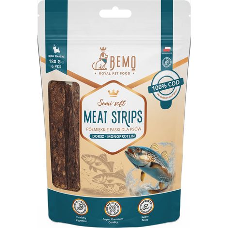 Striscioline di carne di merluzzo - snack ipoallergenici e semimorbidi per cani con merluzzo 180 g