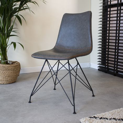 Chaise de salle à manger industrielle Viano Anthracite - Sans (1/5)
