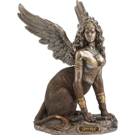 Statuetta in resina raffigurante la Sfinge di Tebe, decorativa e dettagliata per la casa