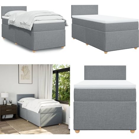 vidaXL Boxspringbett mit Matratze Hellgrau 90x200 cm Stoff (1/5)