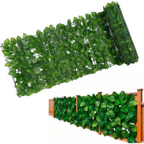 Clôture Végétale 0.5x3m/1.6x9.8ft Haie Artificielle Feuilles Orientables, Décor Balcon, Haie PVC Modulable pour Jardin Terrasse Installation Rapide Sans Outils (1/5)