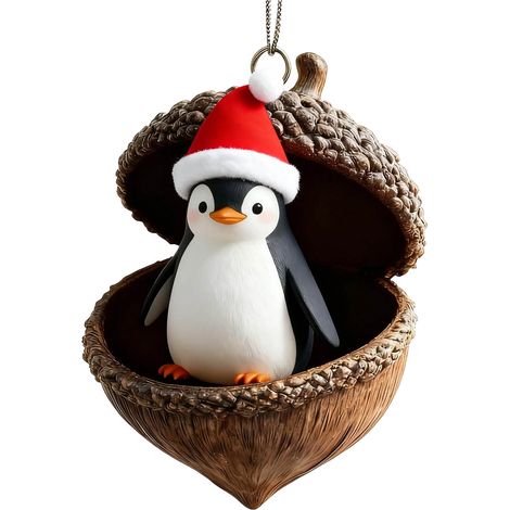Guirlande Acorn - Décoration Arbre De Noël En Acrylique - Animaux Forestiers Avec Chapeau De Père Noël - 8 cm - Lot De 1 (1/5)