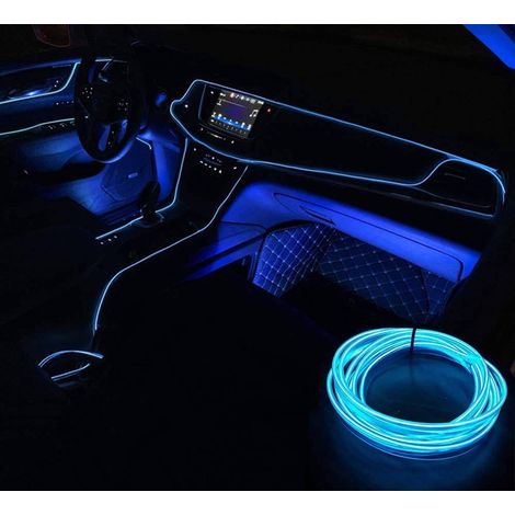TRADE SHOP - Striscia Led Fluorescente Blu Neon 12v 14w Illuminazione Luci Ambiente Auto - (1/3)