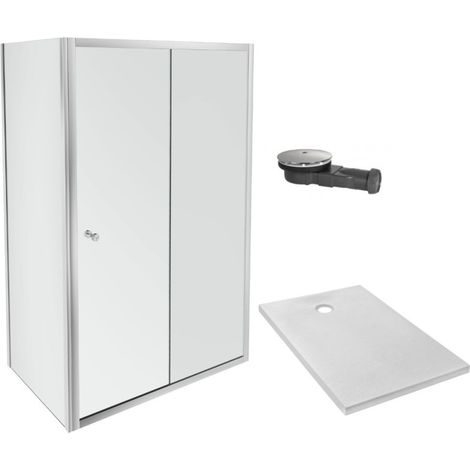 JACOB DELAFON Plato de ducha Ipso 80x80 + pared puerta pivotante esquinero + desagüe
