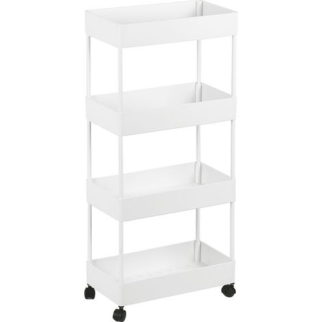 Étagère Roulante, Rangement Salle de Bain,  40 x 22 x 90 cm, Blanc (1/5)