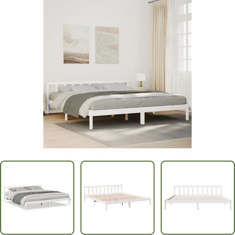 vidaXL Bois de pin -  Cadre de lit extra long sans matelas 180x220 cm bois massif pin (1/5)