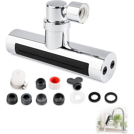Embout de Robinet Orientable à 360°,Rallonge de Robinet Multifonction 4 en 1 avec Économiseur d’Eau,Anti-Éclaboussures et Aérateurs pour Robinets,Robinet de Cuisine Amélioré,Facile à Installer (1/5)