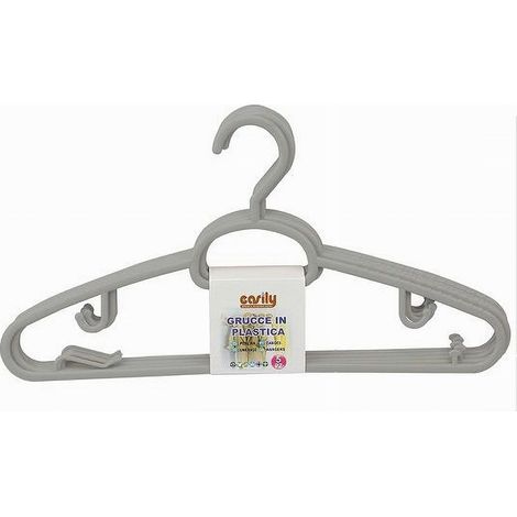 Set 5pz Grucce In Plastica Stampelle Appendiabito Pantaloni Giacche Grigio 79325 (1/2)