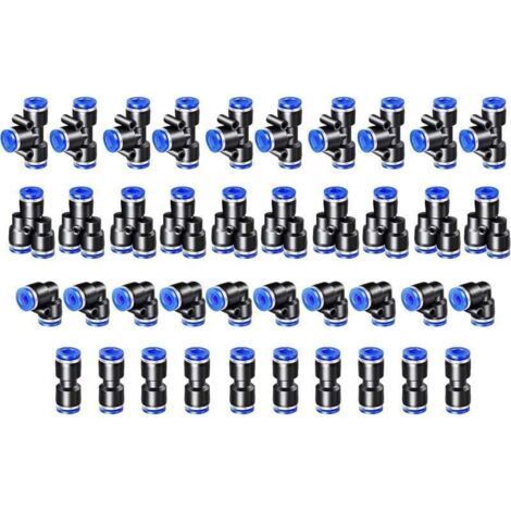 40PCS Pneumatic Connector Pneumatic Fitting 4mm Compressed Air Quick Fittings 4 Shapes for Sealing Compressed Air Tube Fitting-Type-Y/T/Straight/Angle (1/4)
