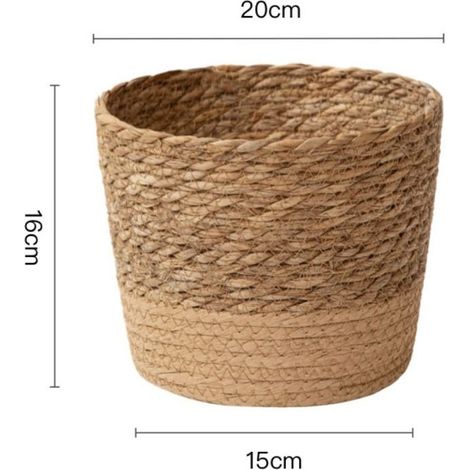 Pot à plantes en rotin fait main, panier en paille tressé pour plantes et jardin, style vintage, grande taille. (1/5)