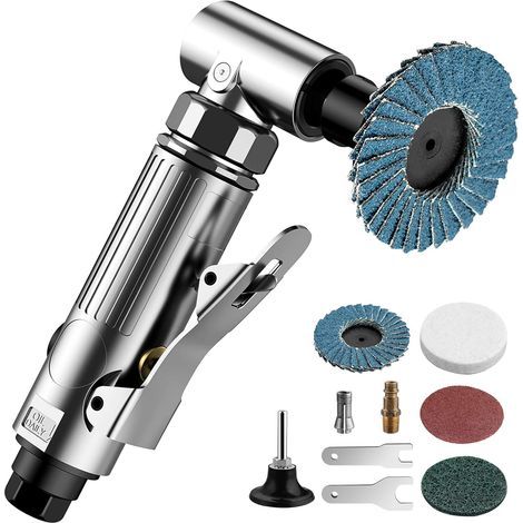 Meuleuse d'Angle Pneumatique 1/4" 90psi (6.35 Bar) 20 000 tr/min avec 4 Disques Différents 2 Mandrins 3mm/6mm pour Préparer les Surfaces à Souder, Polir et Meuler Carrosserie Lustrer (1/5)