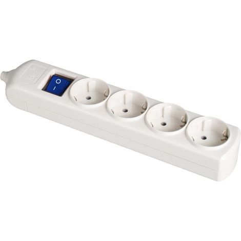 Base Bipolaire 4 Prises avec Technologie T/TL 10/16A 250V de Couleur Blanche, équipée d'un Interrupteur Lumineux, idéale pour Une Connexion sûre et Efficace de Vos appareils, modèle 8004IL.