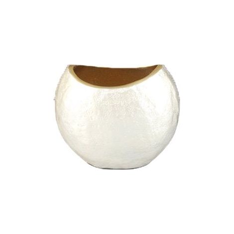 Vase ovale blanc pour décoration de table et fleurs d'intérieur 15 x 10 x 12,5 cm - PANGIVO (1/5)