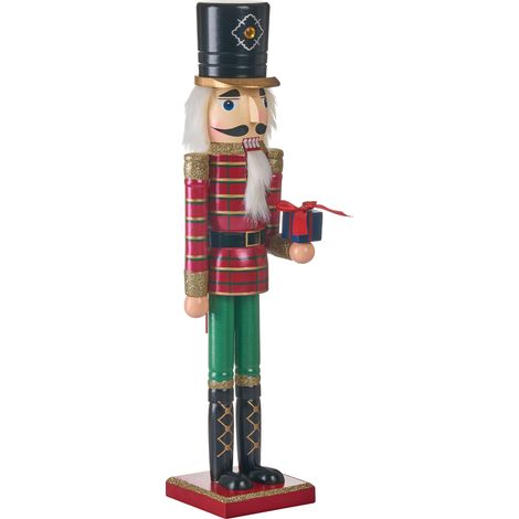 Figurita decorativa Navidad de cascanueces de madera de pino con boca que se abre hecha a mano rojo Rodsjon