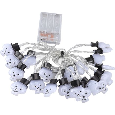 Guirlande Lumineuse Halloween Toivize 20 LED Crânes 3m ABS Piles Mode Fixe Clignotant Décoration Intérieure Effrayante (1/5)