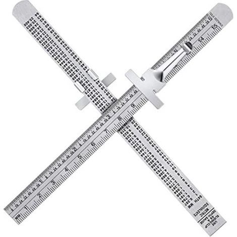 15 cm (6 Zoll) langes Taschenlineal aus Edelstahl mit abnehmbarem Clip, Skala, Meterangaben, metrisch, imperial