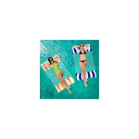 Hamac flottant piscine 4 en 1 – 120 x 70 cm – PVC écologique – Coussin d'appui-tête ergonomique – Portable pour plage et lac (1/5)