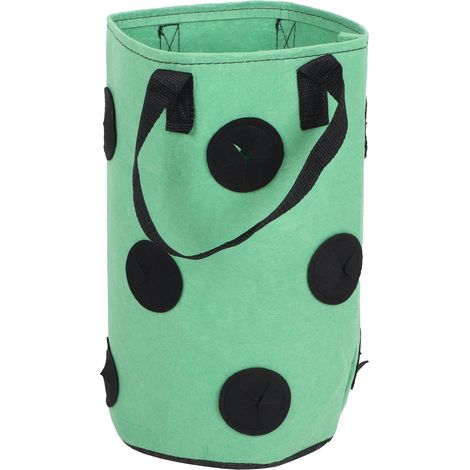 Sac de culture portable en feutre pour fraisiers, 12 trous, avec poignées, vert, 20 x 35 cm (1/5)