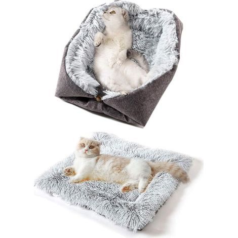 Ineasicer Panier pour Chat Coussin Panière Coussin Lit Apaisant Comfy pour Chien Cat Hiver Peluche Grand pour Animal Domestique Chiot Chaton Minou Double Usage (1/4)