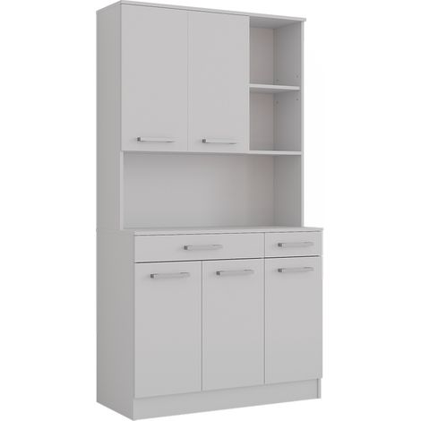 Aparador de cocina Raul, Blanco, 100.1 x 188.5 cm con 5 puertas y 2 cajones, Vicco (1/5)