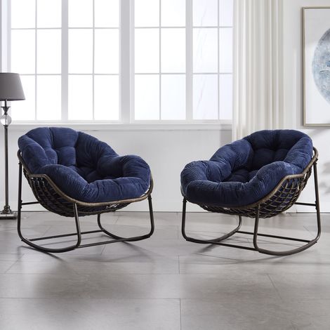 Sillón balancín de ratán para jardín de acero OKMYHOME (1/5)